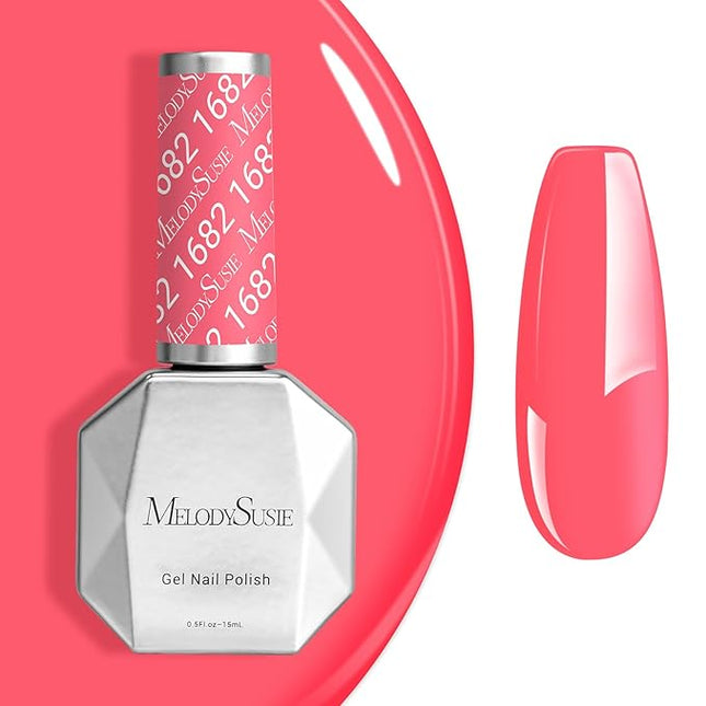 MelodySusie Bright Pink Gel Nail Polish,0.5fl oz Nails Soak Off UV LED Cranberry Pink Gel Polish Gift for Women Nail Art Manicure Salon DIY Nail Design Decoration at Home-1682