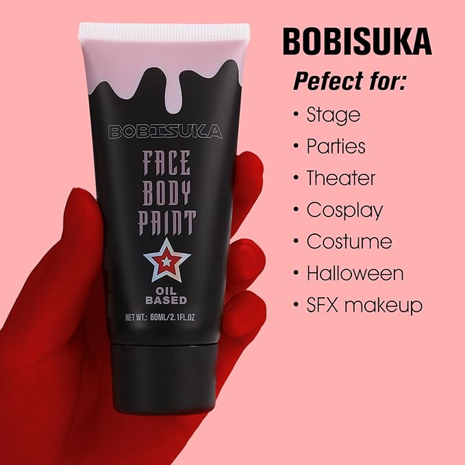 BOBISUKA Red Face Paint, Blendable Cream Body Painting Kit, Eye Black for Sports, Facepaint for Clown Joker Demon Devil Vampire Halloween Makeup, Cosplay, Costume, Parties, Stage, Theater