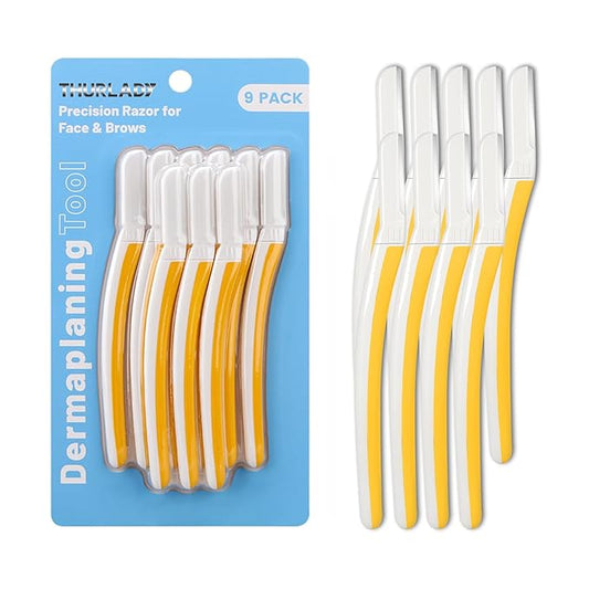 Dermaplane Razor for Women Face - Facial Razor for Women - Eyebrow & Face Razors, Exfoliating Microblades, Peach Fuzz Remover, Dermaplaning & Skin Care Tool, Travel Essentials, (9 pcs, Solar Veil)