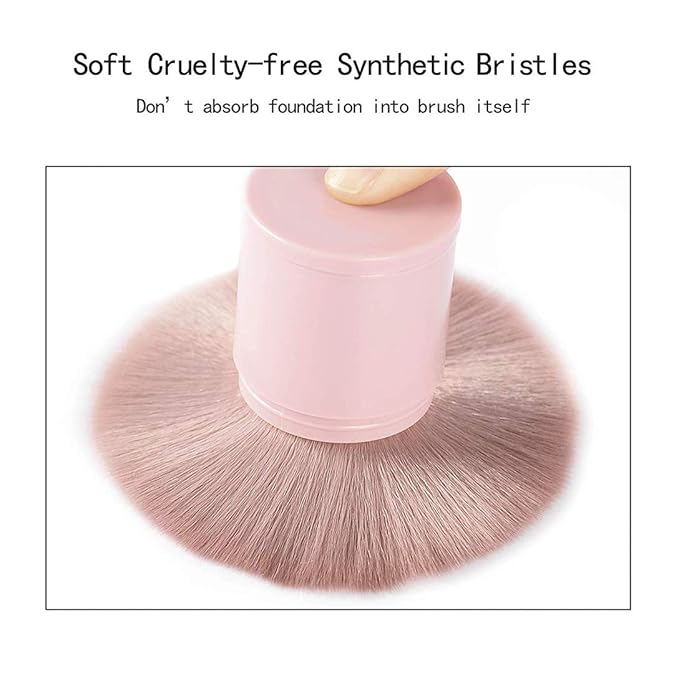 Retractable Kabuki Brushes Foundation Brush Blush Brush Bronzer Brush Face Blender Brush Professional Powder Mineral Blending Buffing Makeup Application Portable With Cover - Pink
