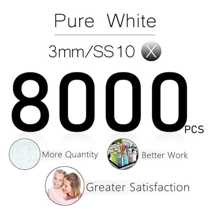 qiipii 8000PCS 3mm Solid White Resin Rhinestones for Crafting SS10 Pure White Flatback Jelly Stones Bulk Diamonds Crystals Gems for Face Eyes Makeup Tumblers Bottles DIY Crafts Clothes Shohes Phones