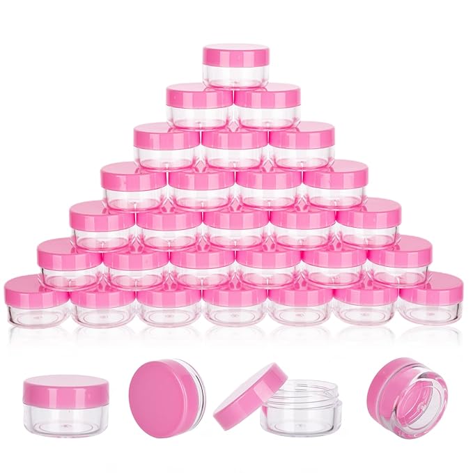3 Gram Sample Jars with Lids - 200 Count Mini Cosmetic Containers for Makeup, Lip Balm & Travel with Labels & Disposable Spatulas