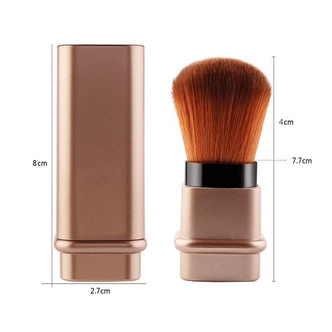 Retractable Kabuki Makeup Brushes Foundation Brush Powder Brush Blush Brush Bronzer Brush Face Blender Brush Professional Mineral Blending Buffing Portable With Cover - Silvery