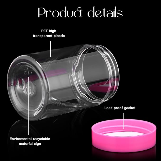 Patelai 4 Pieces Round Wide-mouth Leak Proof Plastic Container Jars with Lids for Travel Storage Makeup Beauty Products Face Creams Oils Salves Ointments DIY Making(4 Ounce,Pink)