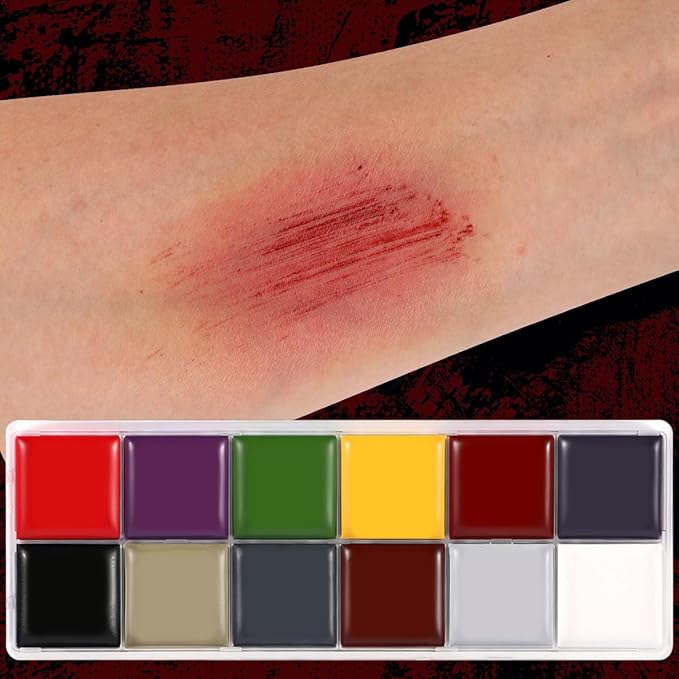 Depvision SFX Makeup Kit Halloween Makeup Set Professional Face Body Paint Special Effects Makeup Set with Fake Blood Scar Wax Oil Body Paint Sponges Brushes for Halloween Party SFX Cosplay
