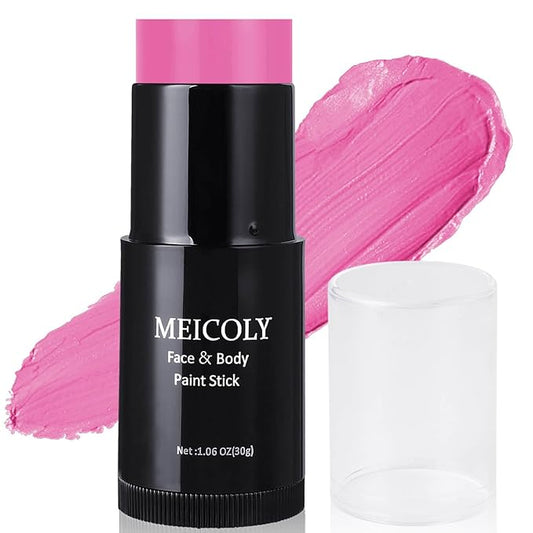 MEICOLY Pink Face Body Paint Stick(1.06 Oz),Cream Blendable Halloween Face Paint ,Sweatproof Waterproof Body Paint Makeup Oil Based Stick for Special Effects SFX Cosplay