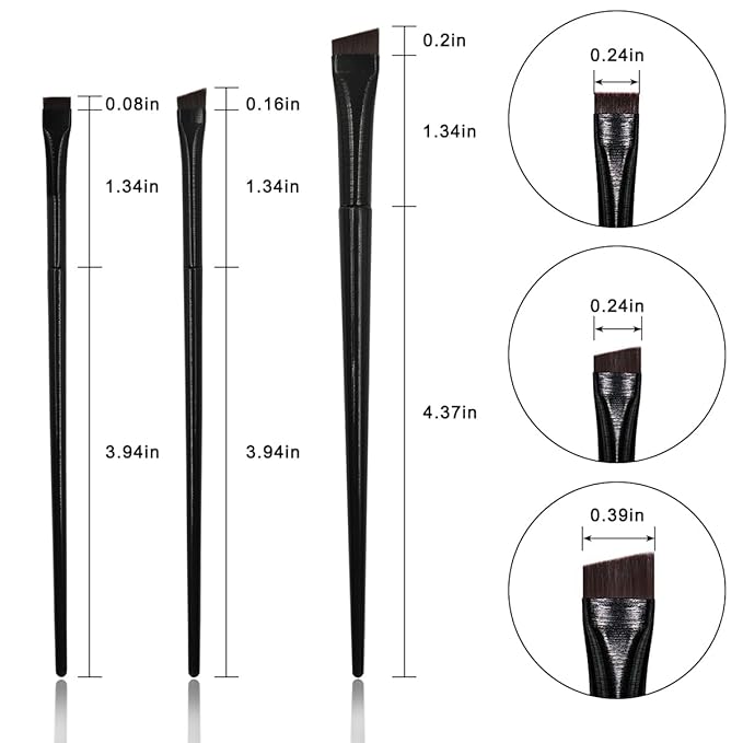 15 Pcs Eye-liner Brush Set, 3 Styles Fine Angled Eye Liner Brushes, Eyebrow Concealer Brush, Ultra Thin Slanted Flat Angled Precision Eyebrow Makeup Brush for Beauty Cosmetic Tool, Black