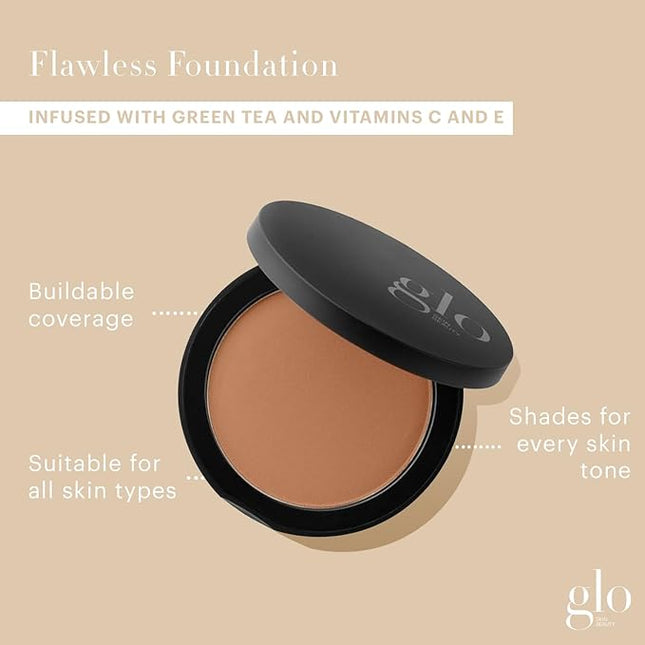 Glo Skin Beauty Pressed Base Powder Foundation Makeup (Tawny Medium) - Flawless Coverage for a Radiant Natural, Second-Skin Finish