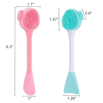 4 Pack Silicone Facial Cleansing Brush 4 in 1, Beomeen Double-Ended Silicone Face Exfoliating Wash Scrub Brush Dual Face for Face Skincare and Massage (Multicolored)