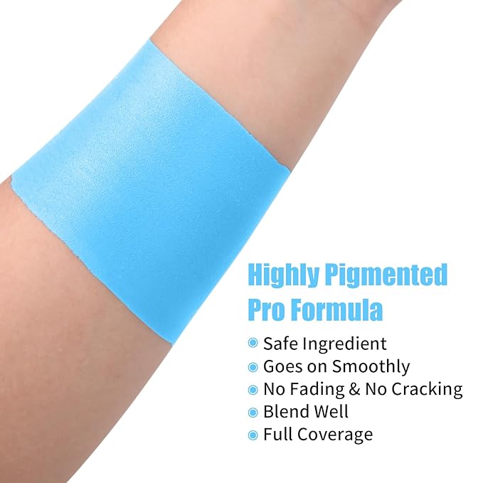 Cream-Blendable Light Blue Face Paint Stick, Portable Eye Black Stick for Sports, Full-coverage Cream Face Paint for Halloween Cosplay SFX Corpse Bride Sally Makeup Costume Parties