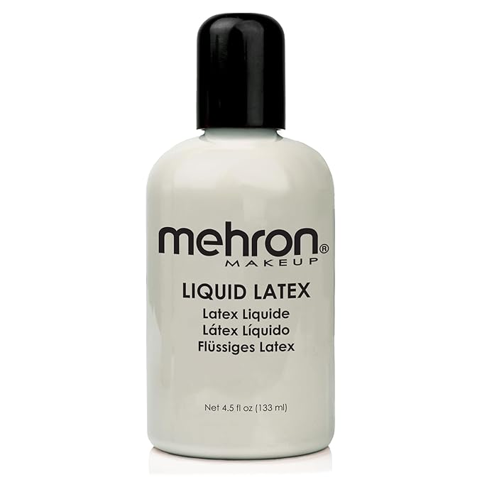 Mehron Makeup Liquid Latex | SFX Makeup | Halloween | Latex Glue for Skin | Prosthetic Glue 4.5 fl oz (133 ml) (Zombie Flesh)