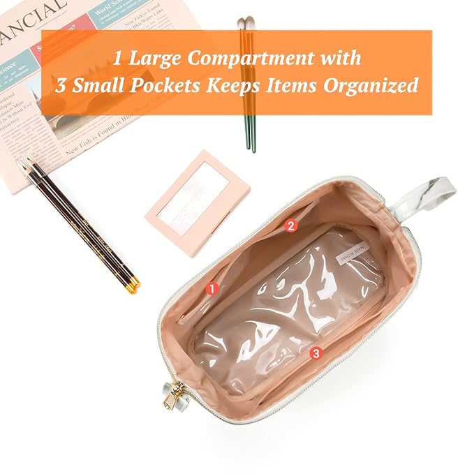 OCHEAL Small Marble Makeup Bag, Small Cosmetic Bags for Women,Large Capacity Portable Cosmetic bag Storage Organizer for Purse Everyday Use (Small, Marble)