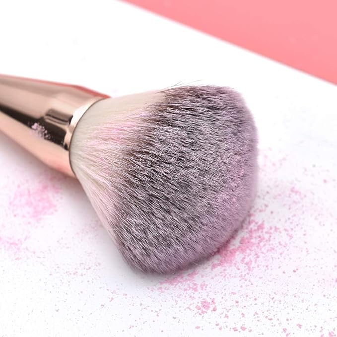 Premium Makeup Brush Kabuki Brushes Blush Brush Powder Brush Foundation Brush Bronzer Contour Face Blender Brush Blending Buffing Multifunction Cosmetics Tools Full Coverage (Rose Gold/Black)