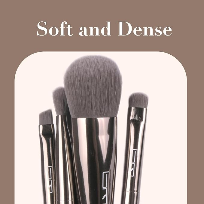 5PCS Travel Makeup Brushes Set w/Pouch Portable Mini Cosmetic Professional Brushes Kit, Synthetic Makeup Brush Set with Case