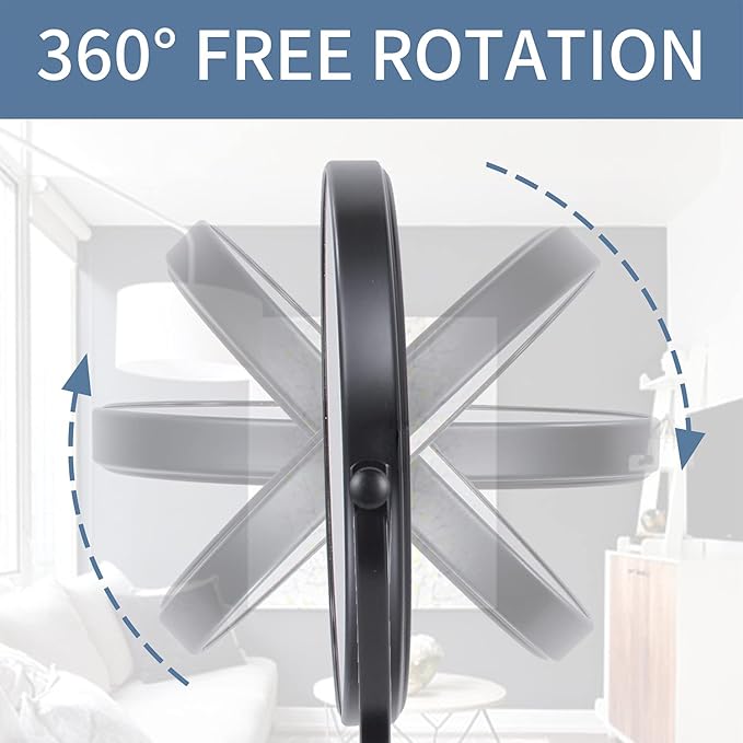 DOWRY Makeup Mirror 10x Magnification Vanity Mirror Tabletop Two-Sided Swivel Matte Black(10X)