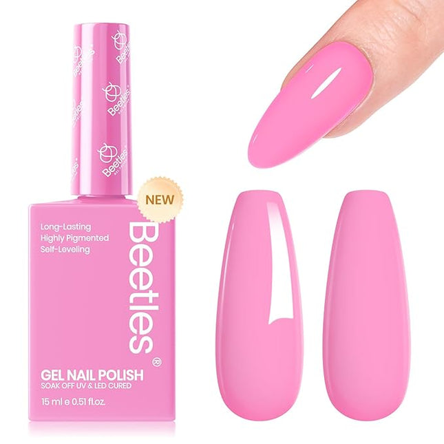 Beetles Pink Gel Polish - First Crush 15ML/0.51Fl Oz, Light Pink Gel Nail Polish, Soak Off UV LED Lamp Nail Art, Long-Lasting Manicure Salon DIY Home Spring Valentines Nails - Gifts for Her
