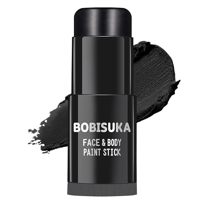 BOBISUKA Black Face Body Paint Stick, Eye Black Sticks for Sports Baseball Softball Football, Waterproof Eyeblack Painting Kit for Halloween Skeleton Skull SFX Cosplay Special Effects Costume Makeup