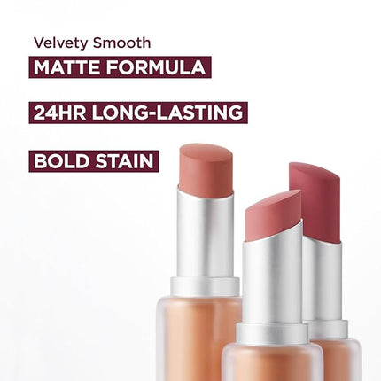 Laka Bulky Matte Lipstick, 4g/0.14oz., Long Wear, Non-Drying Lip Stain Stick with High Pigmentation, Voluminous Lips, K-Beauty (#402 To Rose)