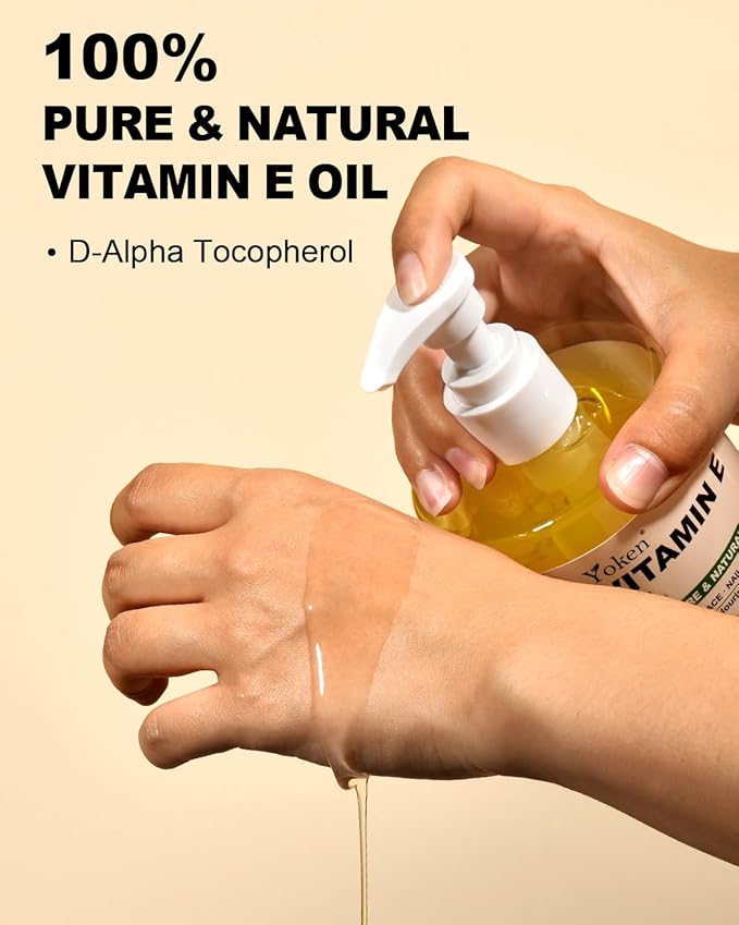 Yoken Vitamin E Oil 16 Fl Oz Organic Vitamin E Oil for Skin 85,000 IU Bulk Vitamine oils for Scars Hair,Face,Nail,Cold Pressed Hexane Free Formula Liquid Perfect Scalp Care Bath and Body oils