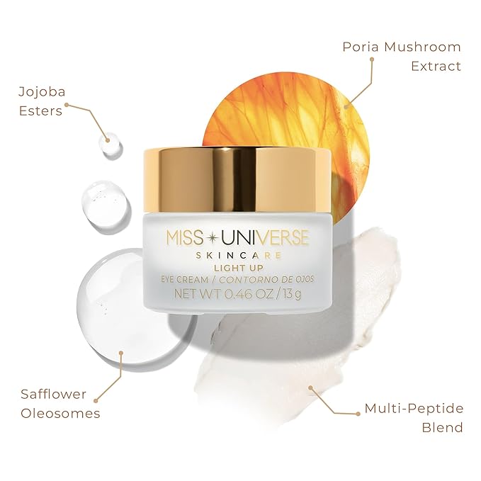 Light Up Eye Cream .46 oz, Firming Under Eye Cream for Dark Circles and Puffiness, Under Eye Brightener Face Cream for Women, Facial Skin Care Product with Hyaluronic Acid