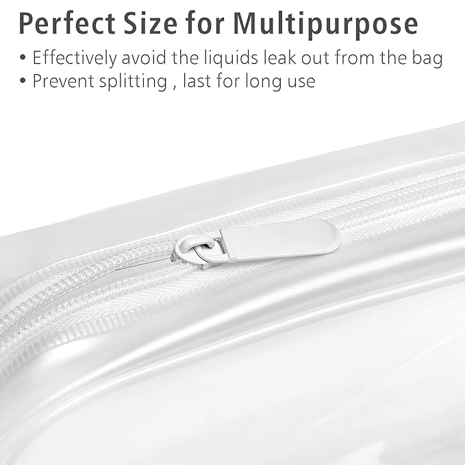 PACKISM Clear Toiletry Bag - 3 Pack TSA Approved Toiletry Bag Quart Size Bag, Travel Makeup Cosmetic Bag for Women, Carry on Airport Airline Compliant Bag, White