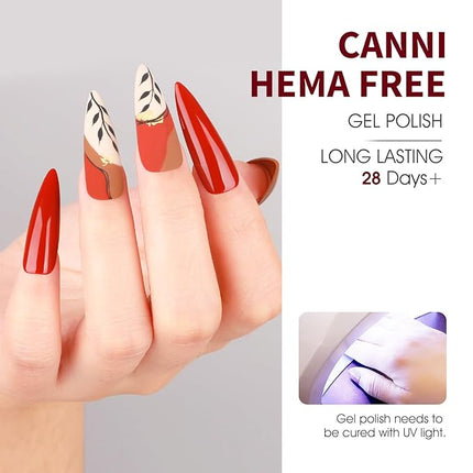 CANNI Red Gel Nail Polish Set – 6 Colors 9ML Classic Dark Red, Burgundy – Soak Off UV LED Gel Polish Kit for All-Season DIY Manicure, Nail Art, Salon & Home Use