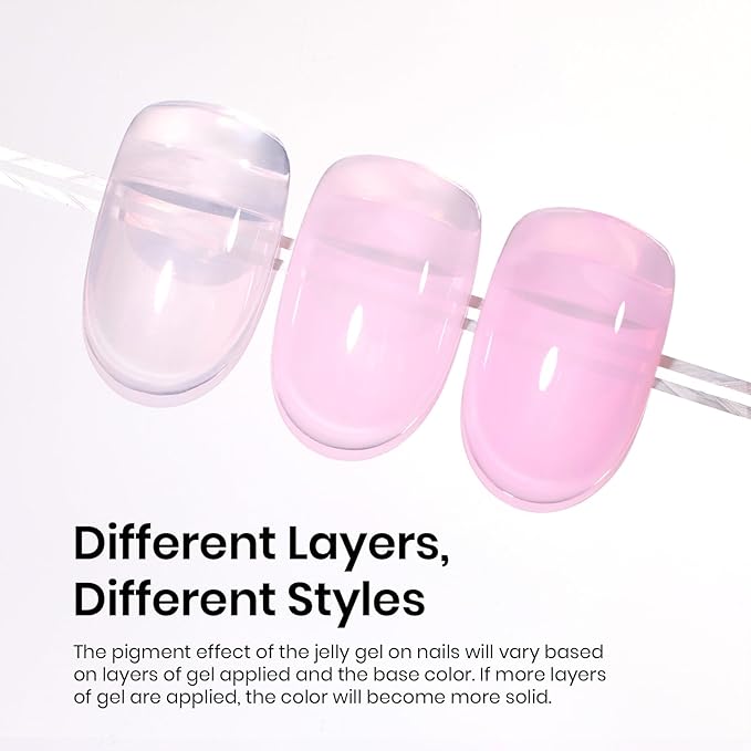 Beetles Jelly Pink Gel Nail Polish, 15ML Baby Pink Sheer Clear Jelly Spring Summer Gel Polish Bubblegum Theme Glaze Long Lasting Soak Off UV French Manicure Nail Art Gift for Women