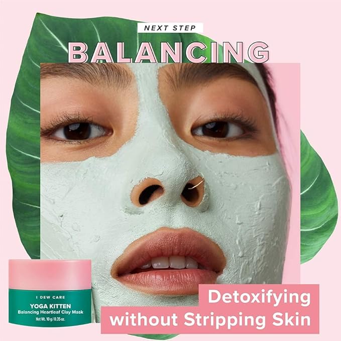 I DEW CARE Blemish Heartleaf Skincare Set - Kitten My Balance On | Foam Cleanser & Wash-off Mask & Serum, Clear & Soothe Irritation, Absorb Excess Oil, Gentle Face Wash, Travel Size, Stocking Stuffers