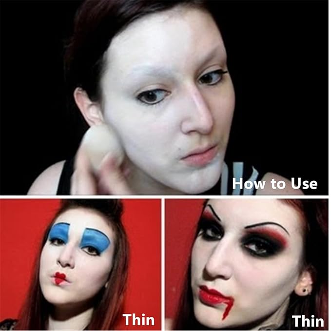 Go Ho Clown White Face Paint for Halloween Makeup,Water Based Professional White Face Body Paint Washable for SFX Clown Skeleton Vampire Zombie Cosplay Makeup,25g