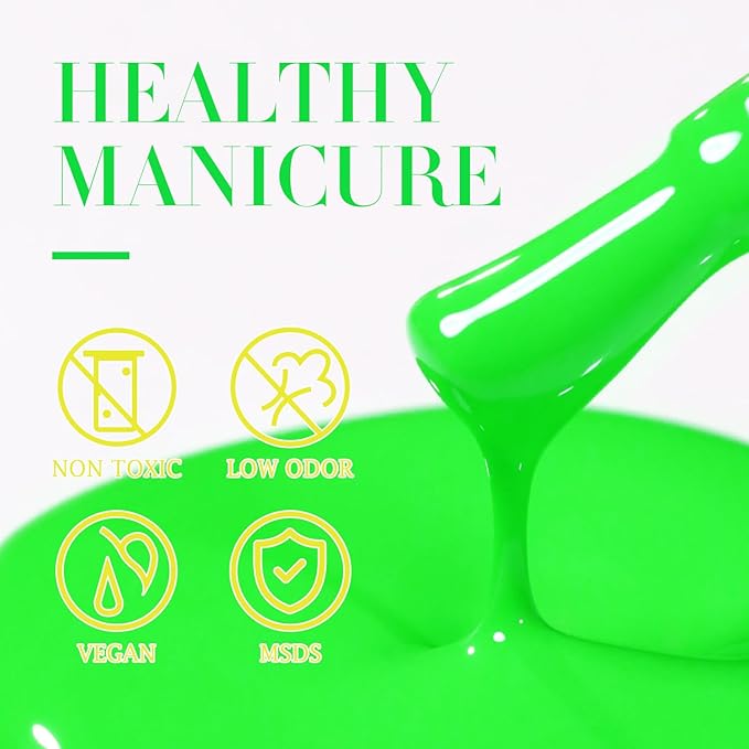 Double Rhythm Translucent Gel Polish Sheer Neutral Natural Light Milky Same Color Same Bottle 15ML Jelly UV Nail Polish Nail Art DIY at Home (Neon Glow Green-A1421)