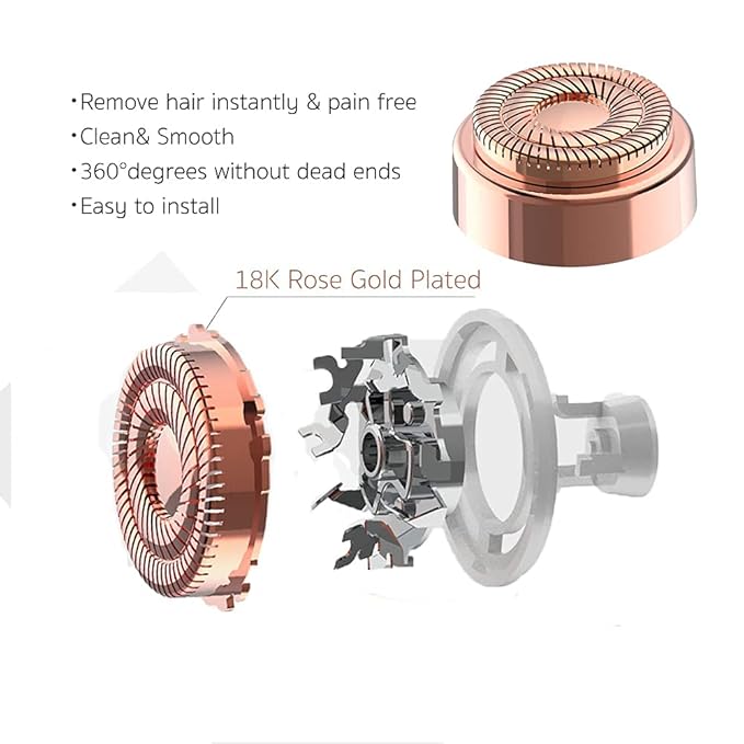 Women's Facial Hair Remover Replacement Heads for Finishing Touch Flawless Generation 2 Double Halo Hair Removal Tool for Face,18K Gold-Plated 4 Count (FIT with GEN 2 Hair Remover Device ONLY)