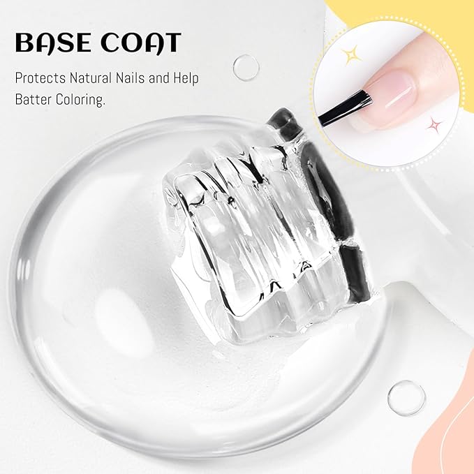 JODSONE 3Pcs 10ml Top and Base Coat Nail Glue Gel Set No Wipe for Long Lasting Manicures Nail Glue Gel for Securely Attaching False Nails and Decorations Requires U V Lamp Curing