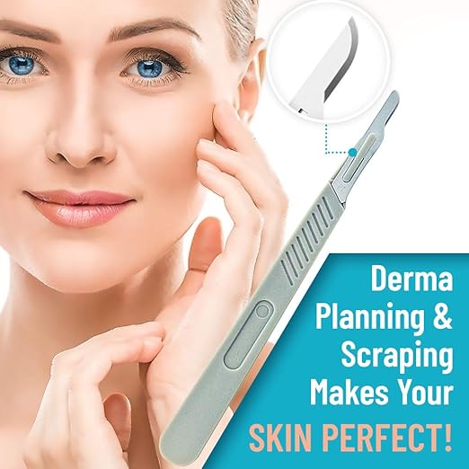 #15 Disposable Scalpel, Pack of 10 Dermaplaning Blades with Plastic Handle, Scalpel for School Science, High Carbon Steel Dermablade Blades. Individually Wrapped, Sterile