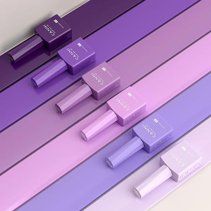 CANNI Purple Gel Nail Polish Set – 6 Colors 9ML Violet, Dark Purple, Lavender, Pastel Pink – Soak Off UV LED Nail Gel Kit for DIY Art, Summer Manicure, Home or Salon Use