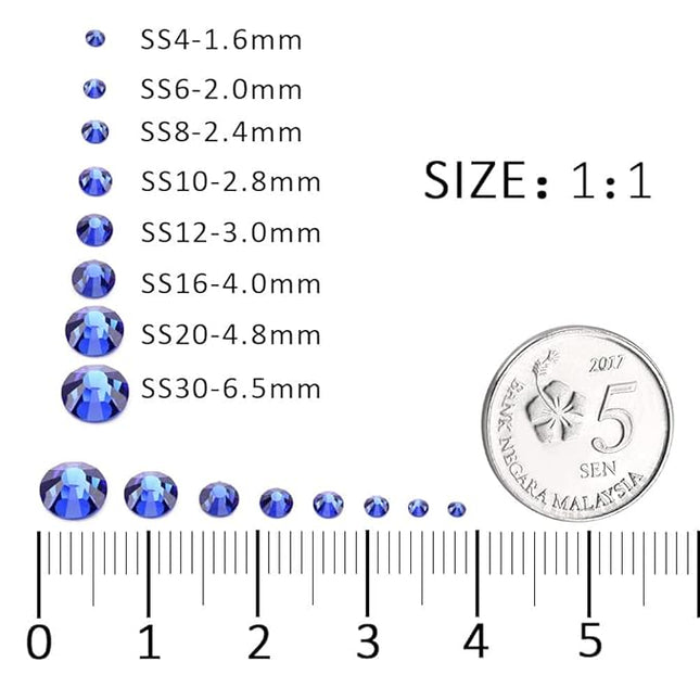3000Pcs Royal Blue Crystal Rhinestones,Glass Flatback Rhinestones Mini Gemstones for Nail Face Makeup Art Crafts Clothes Decoration -(SS8,2.4mm,Royal Blue)