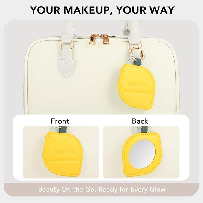 Travel Makeup Bag for Women Fashion Large Capacity Pouch Open Flat Cosmetic Portable Organizer Waterproof Large Opening Storage Toiletry Bags Vertical Free-Standing Brush Holder for Easy Access Beige