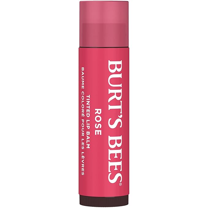 Burt's Bees Lip Tint Balm with Long Lasting 2 in 1 Duo Tinted Balm Formula, Color Infused with Deeply Hydrating Shea Butter for a Natural Looking Buildable Finish, Petal Rose (2-Pack)