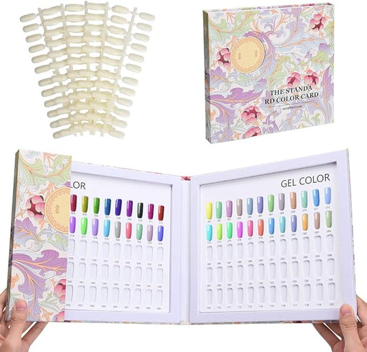 Noverlife 120 Nail Colors Display Book with 120 False Nail Tips, Nail Art Samples Color Swatches Cardboard, Nail Gel Polish Display Chart Nail Design Showcase for Manicure Salon Studio