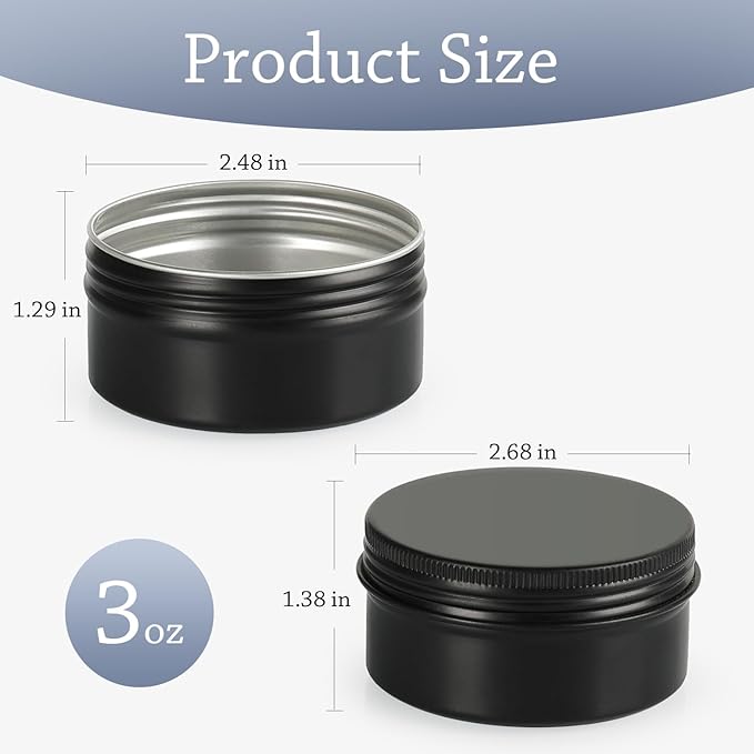 3oz Tins with Lids, 40 Pack Aluminum Tin Containers with Lids, Round Salve Tins Metal Tin Container, 3 oz Tin Cosmetic Sample Containers Tea Cans Bulk Food Storage Jars Candle Travel Tins