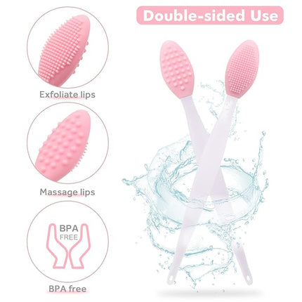 Silicone Lip Scrub Brush - Double-Sided Exfoliating Tool for Dark and Chapped Lips, Cleaner for Smoother and Fuller Appearance（4PC）