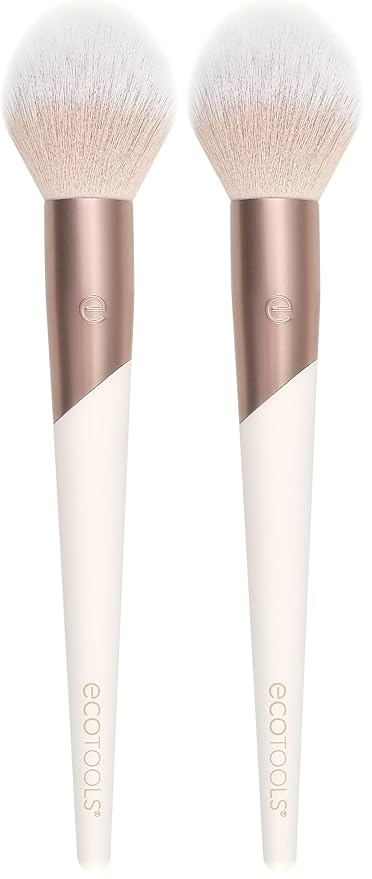 EcoTools Luxe Plush Powder Makeup Brush for Blush & Bronzer, Works Best With Powder Makeup, Luxurious and Glamorous, Eco-Friendly Premium Makeup Brush, Synthetic Bristles, Pink, 1 Count (Pack of 2)