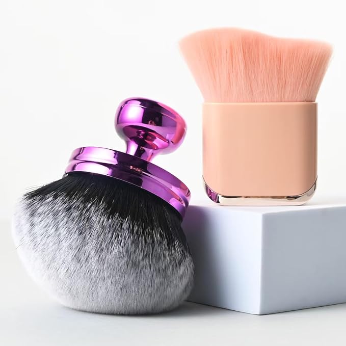 Blend & Blur Extra Large Beauty Soft Body Makeup Brush,Face Self Tanner 2 Pack—Wide Round Head Kabuki Brush Tanning Applicator Set, Powder,Professional Leg Makeup Tool with Drawstring Bag