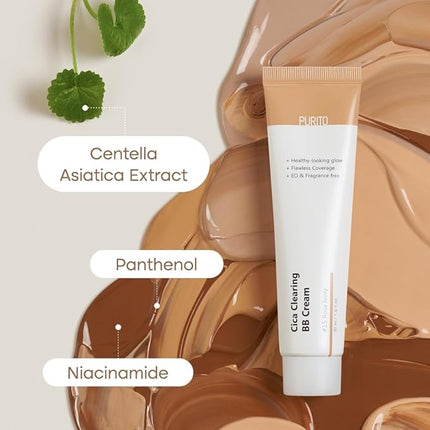 PURITO Cica Clearing BB Cream #15 Rose Ivory 1 fl.oz / 30ml, Vegan bb cream, foundation, cruelty free