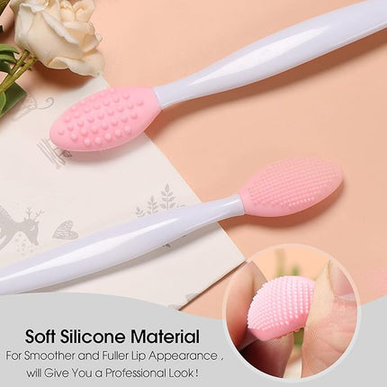 Silicone Lip Scrub Brush - Double-Sided Exfoliating Tool for Dark and Chapped Lips, Cleaner for Smoother and Fuller Appearance（4PC）