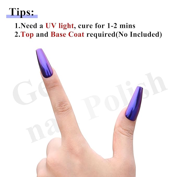 Imtiti Chrome Nail Powder with Black Gel Nail Polish Kit, 1g Dark Purple Aurora Meatllic Mirror Effect Powder and 10ML Black Gel Polish Shimmer Nail for UV Nails Art DIY Kit