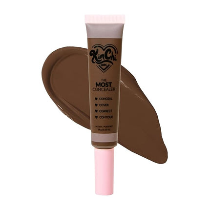 KimChiChic Beauty The Most Concealer | Full Coverage Water Resistant Multi-Use Concealer | Conceal, Correct, Contour & Highlight | Matte Satin Hybrid Finish | Brush Applicator, 0.63 oz, 17-Light Choco