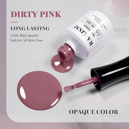 RARJSM Dirty Rose Gel Nail Polish 1PCS 15ML Long Lasting Opaque Milky Gray Rose Creamy Gelpolish Soak off U V Curing Required Nail Art French Manicure Salon DIY at Home