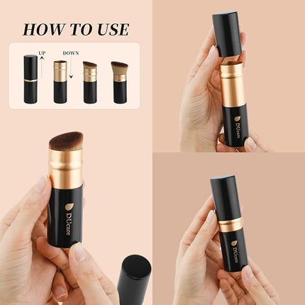 DUcare Retractable Makeup Brush for Foundation Liquid, Cream and Bronzer Kabuki Face Makeup Travel Brushes With Aluminum Handle