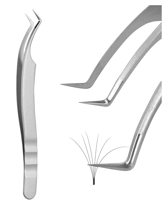 Beyelian Volume Lash Tweezers Lash Tweezers for Eyelash Extensions, Non-slip High Precision Effortless Tip for Mega Fans, Stainless Steel JT12