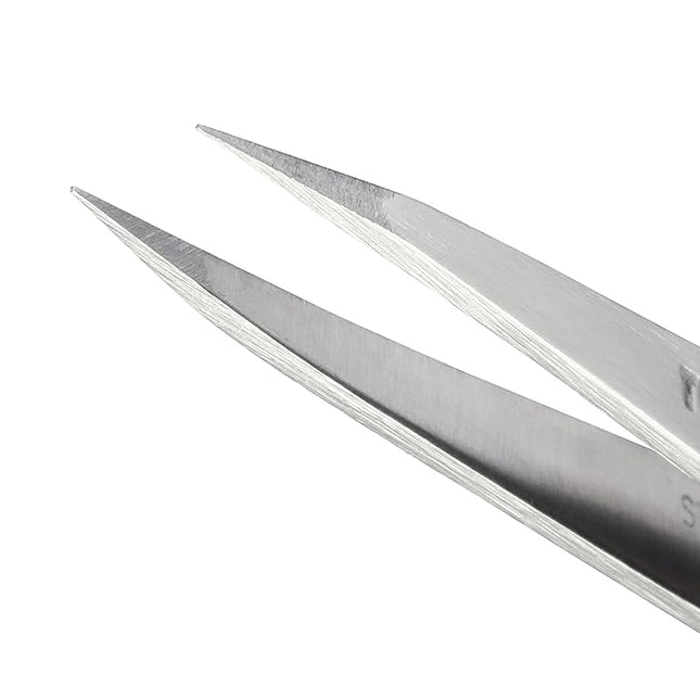 Tweezerman Steel Point Tweezer, Silver, 2 x 6 inches, Modern, Professional Quality for Eyebrow Precision, Facial and Ingrown Hair Removal